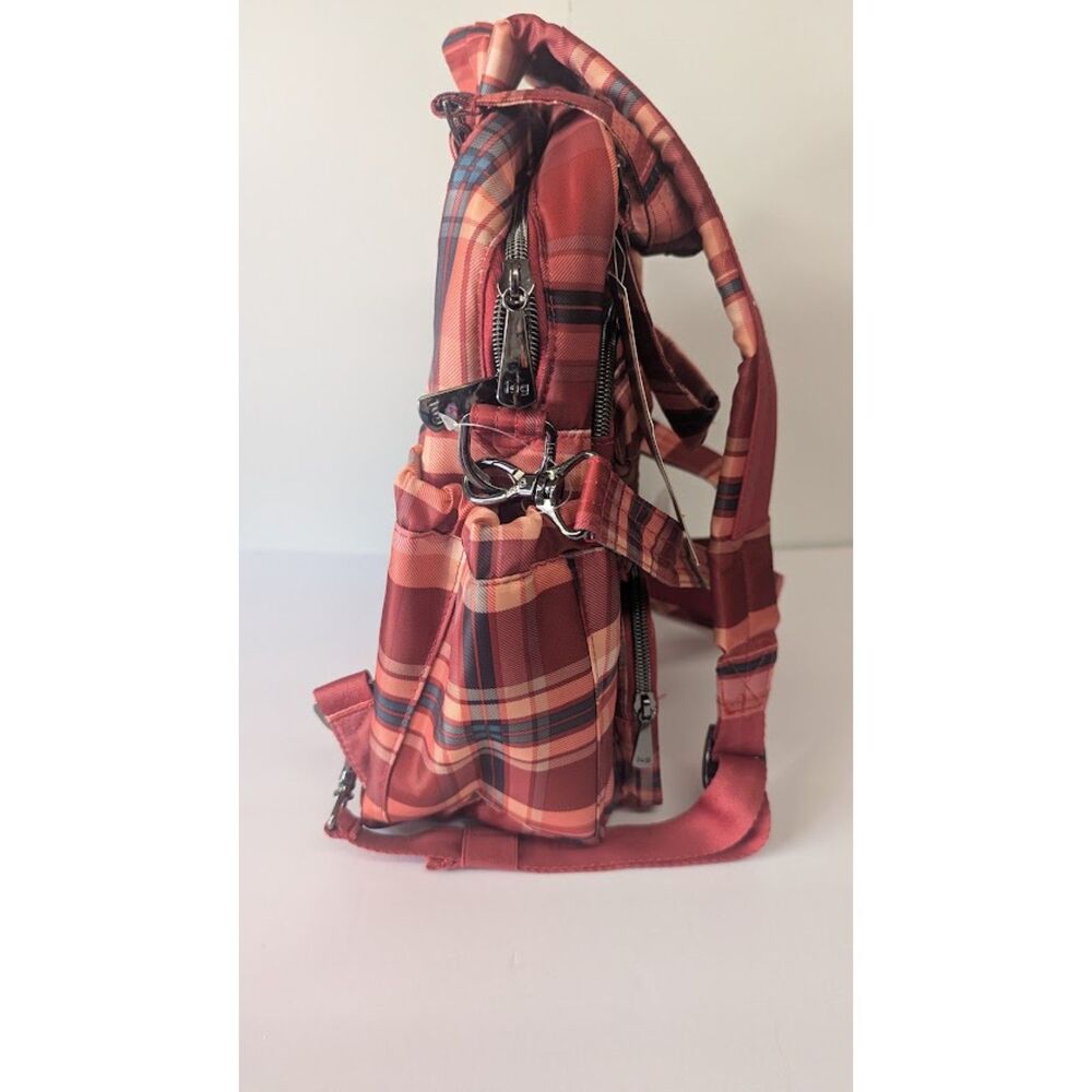 NWT Lug Mini Puddle Jumper Convertible Backpack Tote Bag Red Tempo Plaid Acorn - Picture 5 of 10